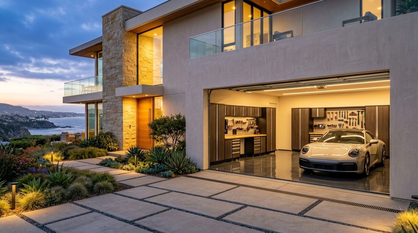 Haddad Local Garage Door Hub Garage Door Gliding Open Revealing Warm Illuminated Interior